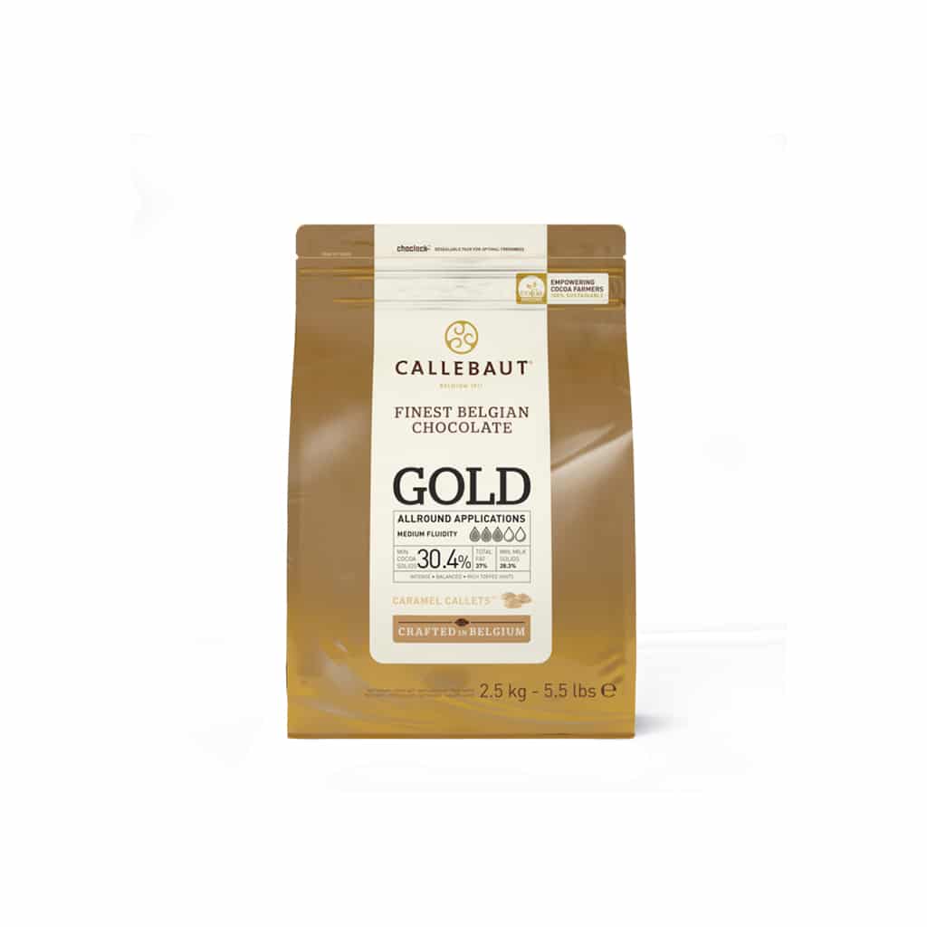 9122346 clb callets gold chocolade 2,5kg CLB Callets Gold chocolade 2,5kg - Afbeelding 1